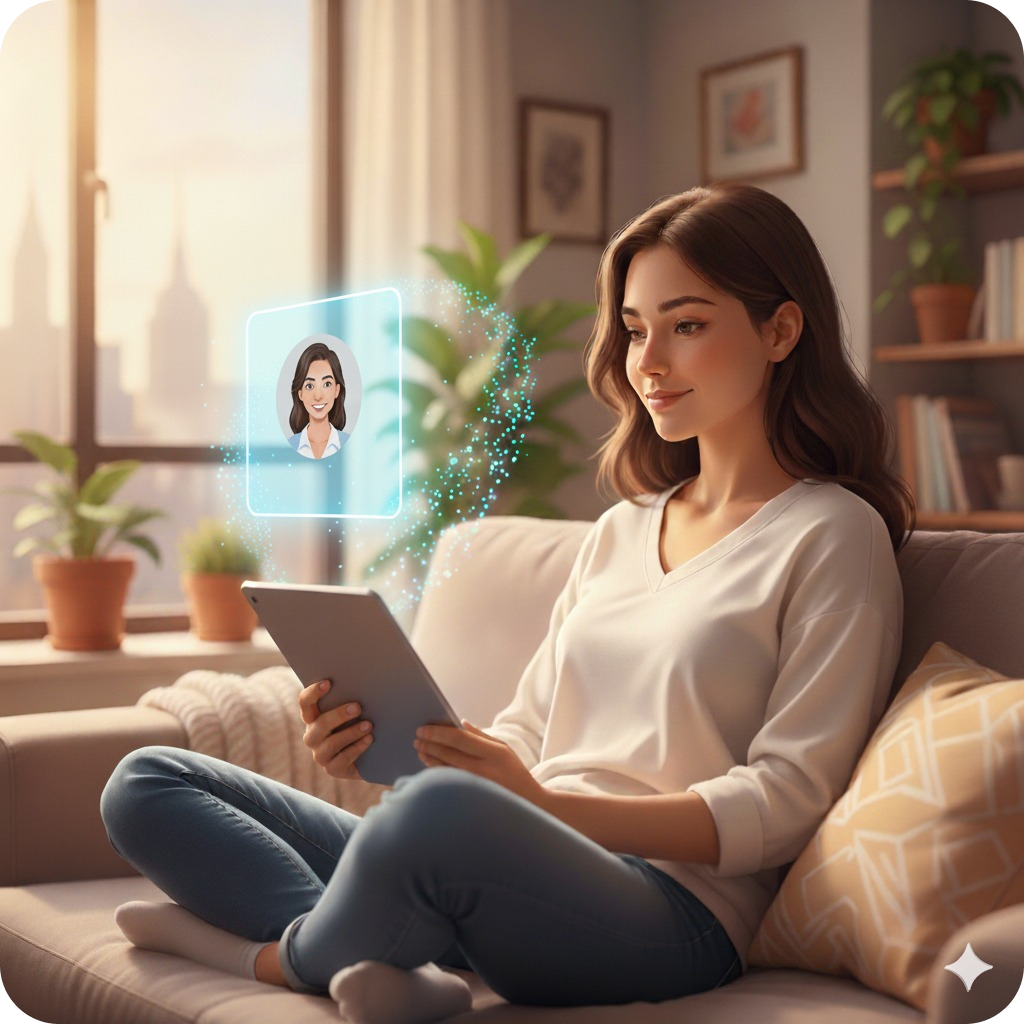 Persona usando terapia online